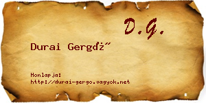 Durai Gergő névjegykártya
